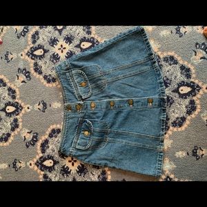 mini button up denim skirt